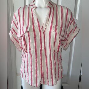 Maeve Pink and White Striped Blouse